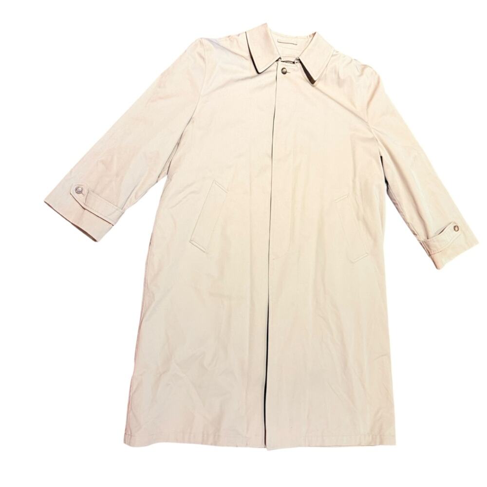 Roundtree & Yorke Khaki Rainwear Overcoat Mens Size 44R Removable Liner